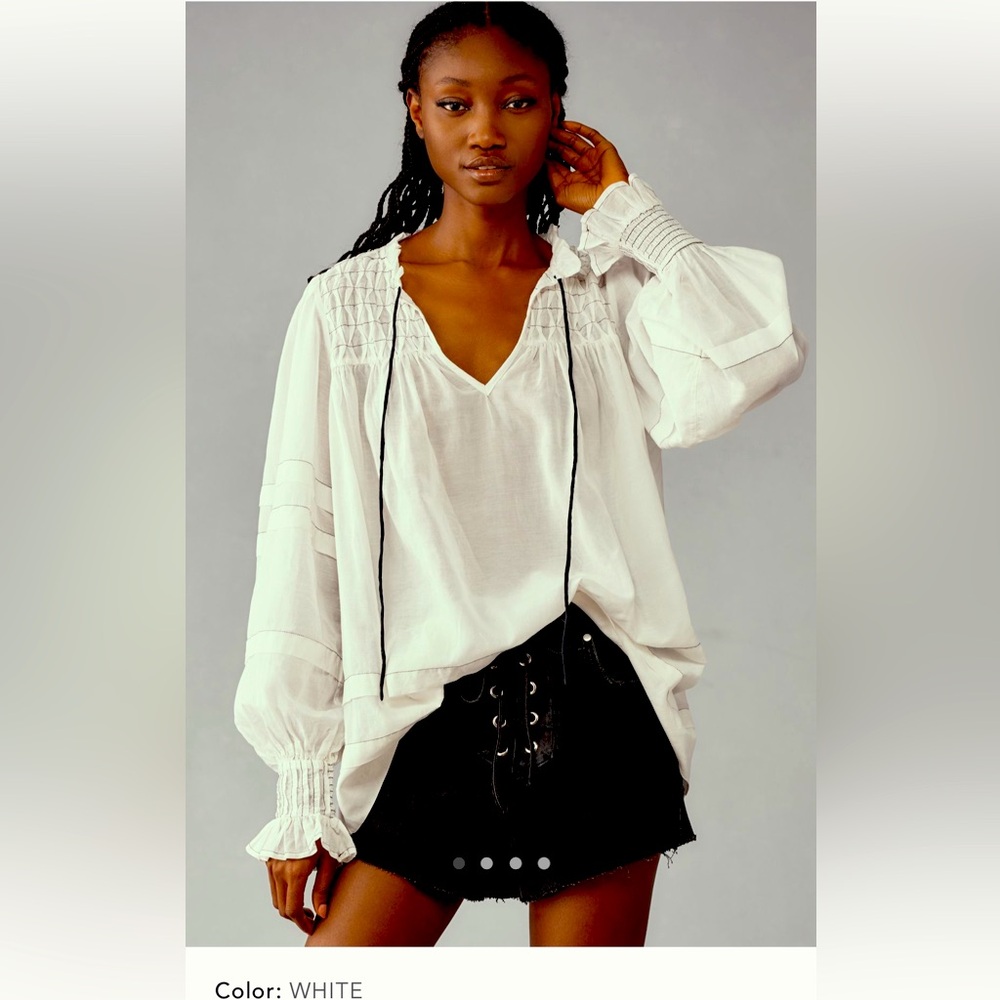 NWT ANTHROPOLOGIE LONG-SLEEVE AIRY BABYDOLL BLOUSE